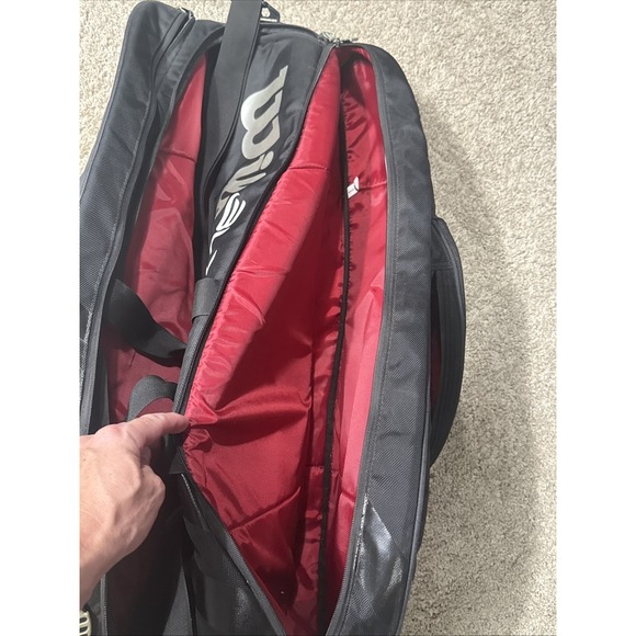 Wilson BLX Tour Super Six Pro Tour Tennis Racket Bag Backpack Black - Picture 8 of 12